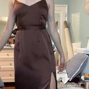 Abercrombie and Fitch Chocolate brown silk midi dress